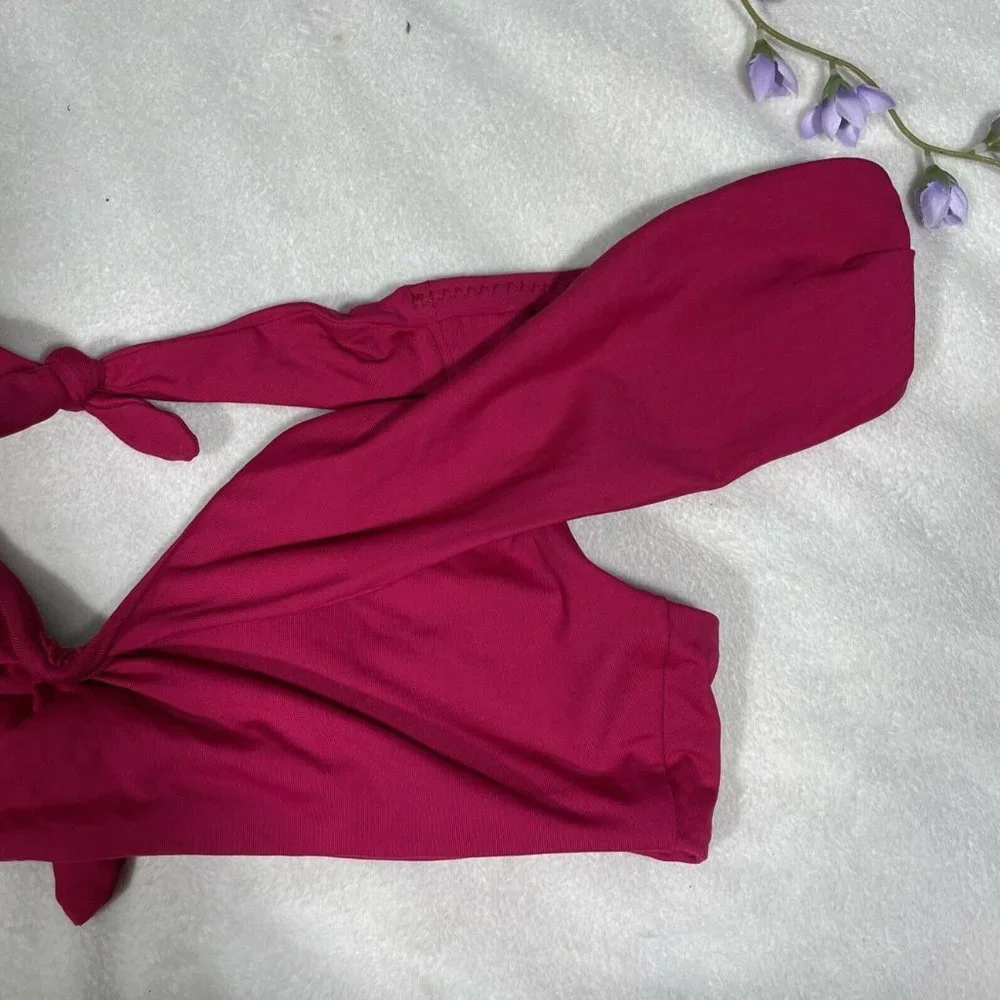 NWD $68 Becca Socialite Off Shoulder Bikini Top Raspberry [‎ Medium ] #3848